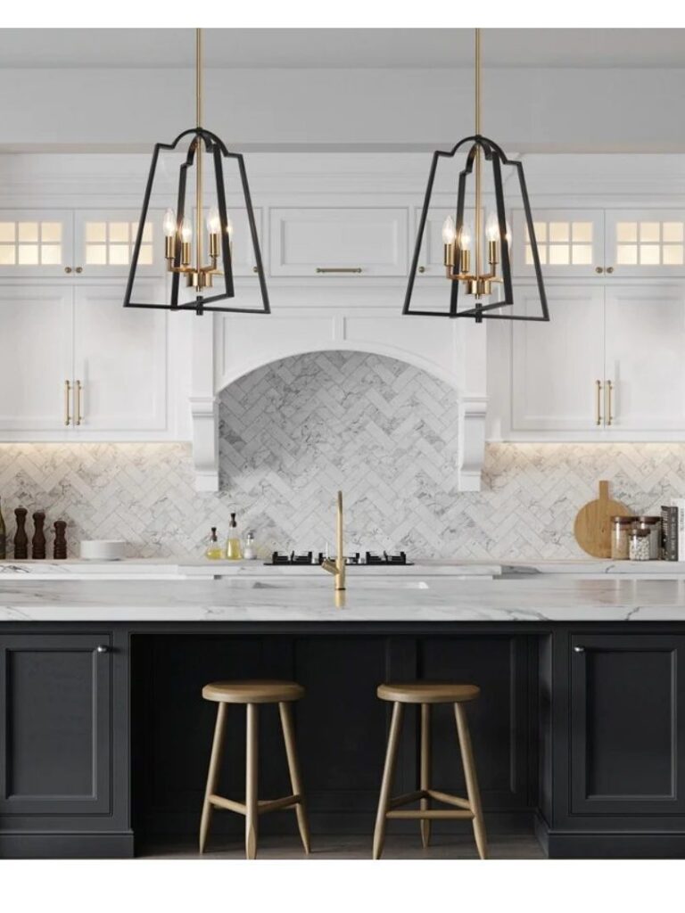 modern black kitchen black and gold pendant lighting 