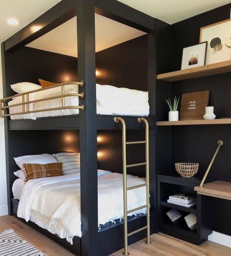 black built in bunkbeds bedroom interior design